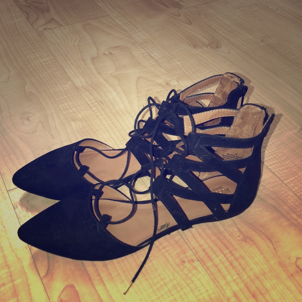 Lace up flats. Super cute for fall!